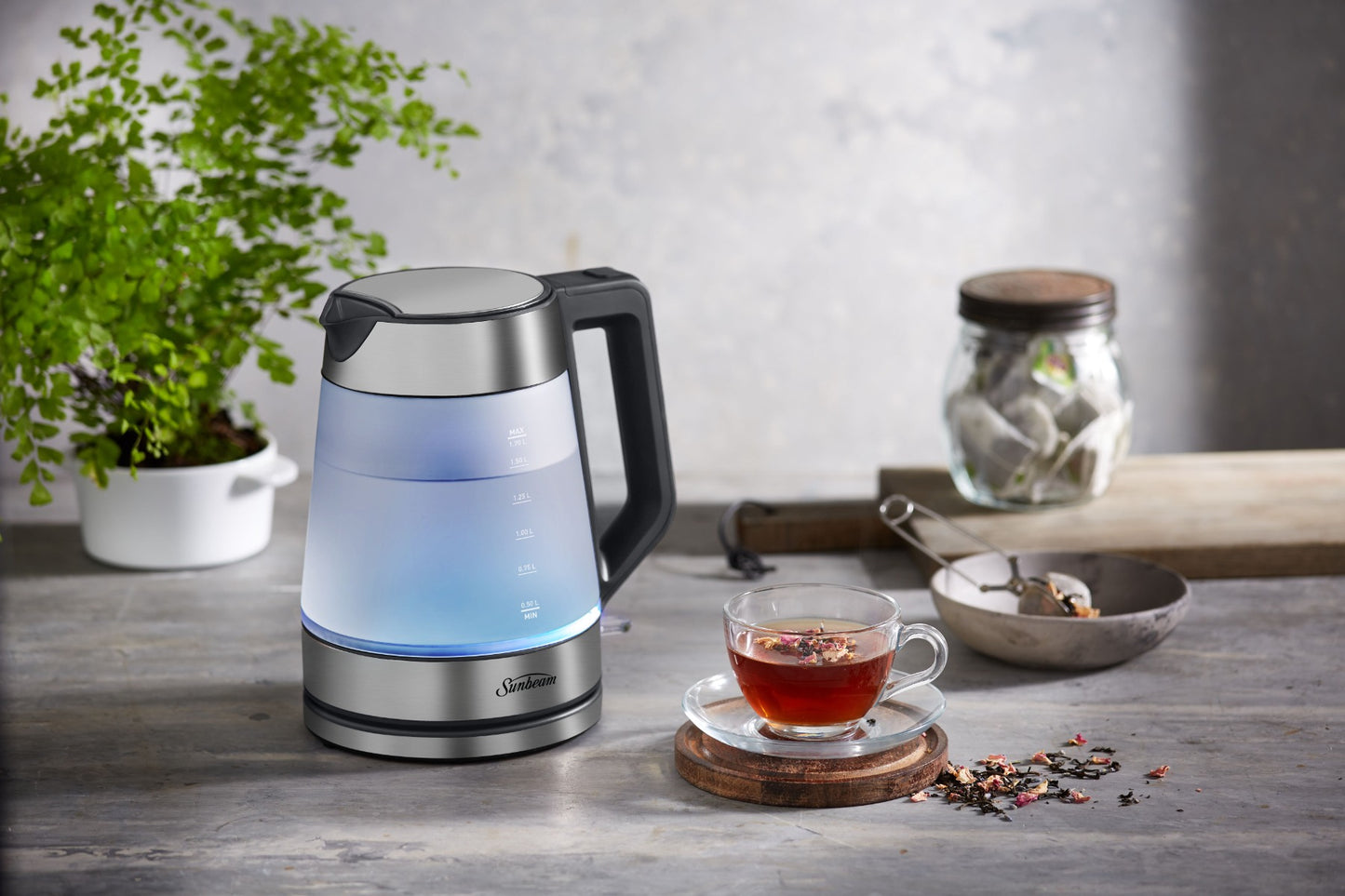 Sunbeam - 1.7L Morning Frost Glass Kettle - Wholesales Supply