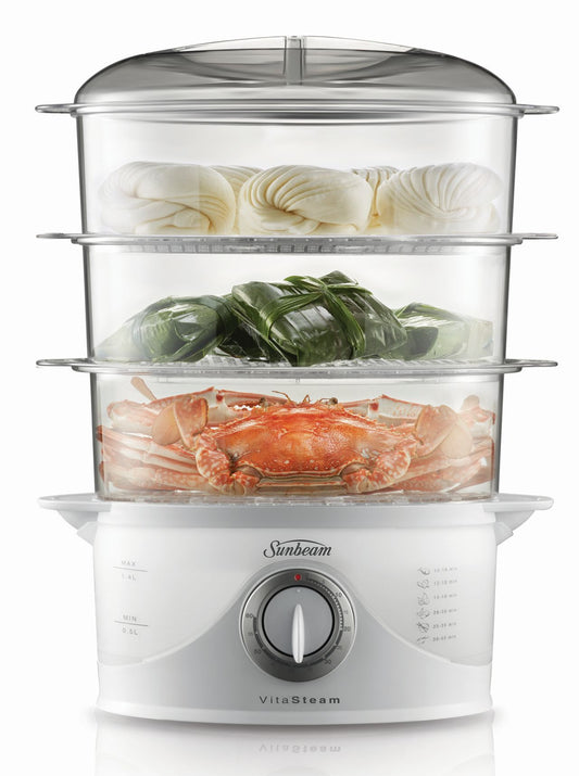 Sunbeam - VitaSteam Deluxe 3 Tier Food Steamer - White - Wholesales Supply