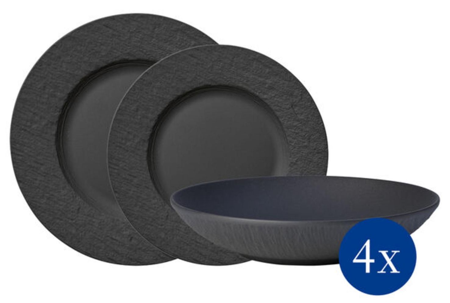 Villeroy & Boch - Manufacture Rock Noir 12pcs Dinnerset - Wholesales Supply