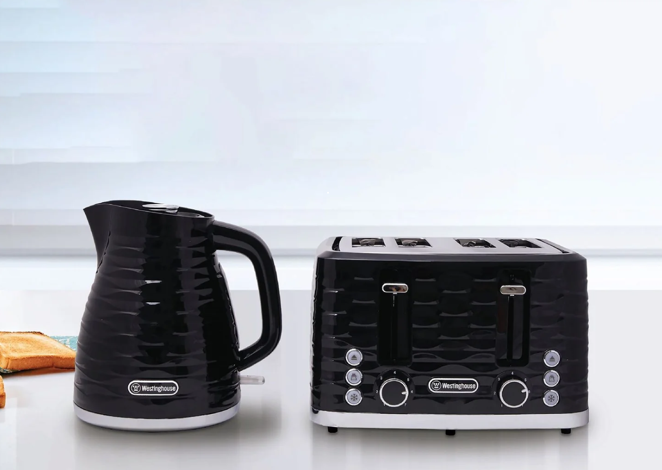 Westinghouse - 1.7L Kettle & 4 Slice Toaster Pack - Black - Wholesales Supply