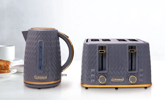 Westinghouse - 1.7L Kettle & 4 Slice Toaster Pack - Grey/Gold - Wholesales Supply