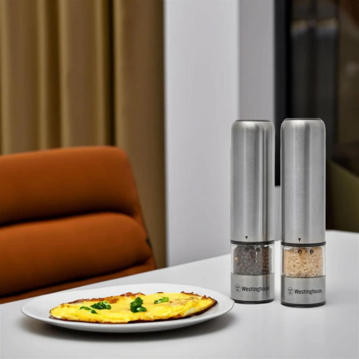 Westinghouse - Salt and Pepper Mill Deluxe Electric S/S w LED Light - Pair - Wholesales Supply