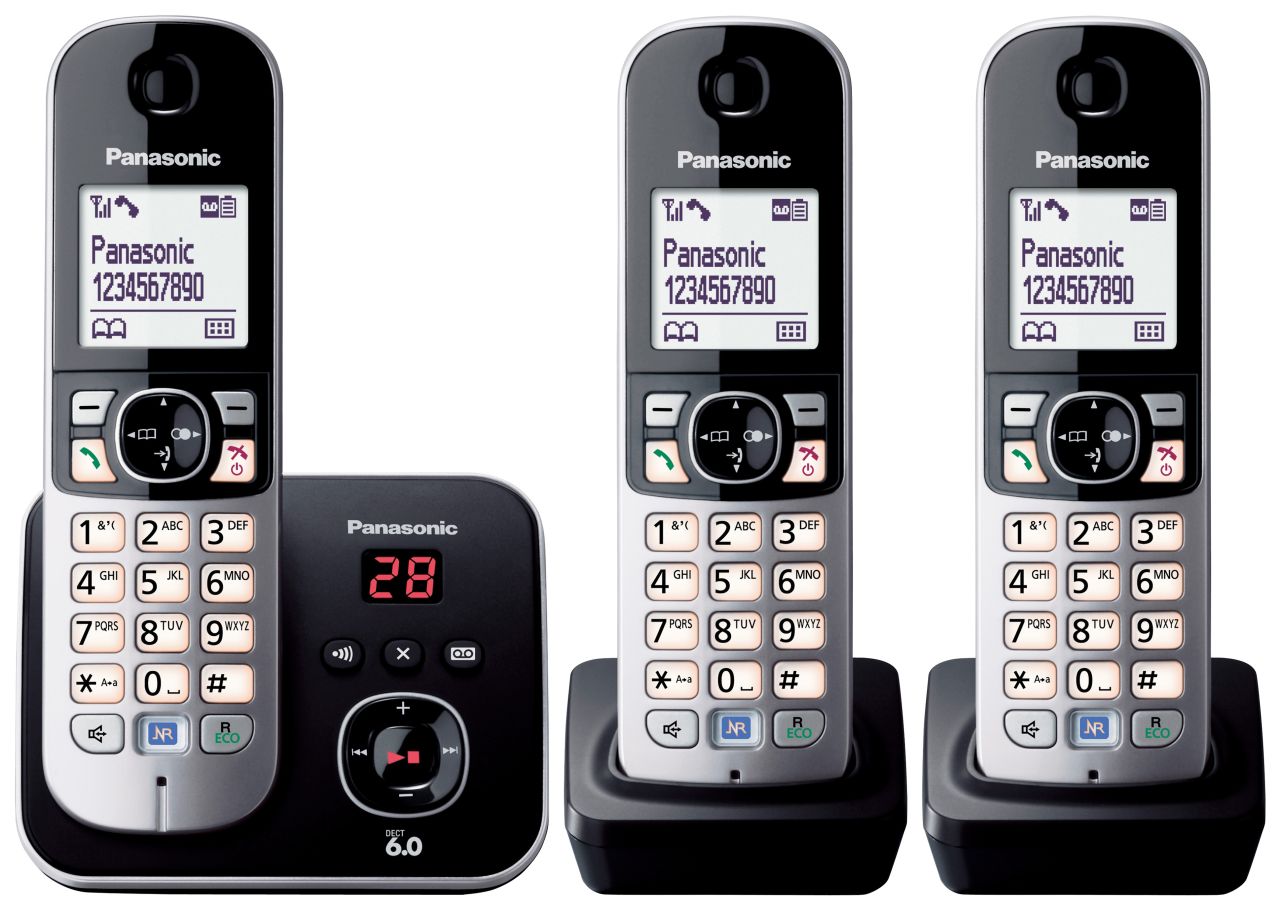 Panasonic - 3 Handset Cordless Phone - Silver