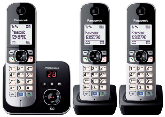 Panasonic - 3 Handset Cordless Phone - Silver