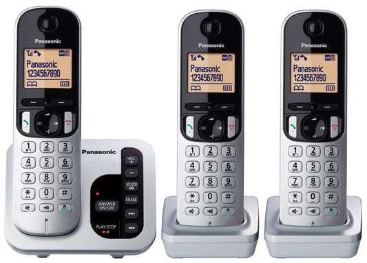 Panasonic - 3 Handset Cordless Phone - Silver