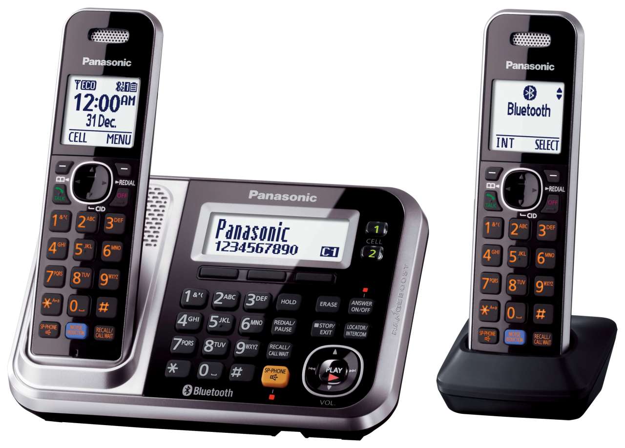 Panasonic - 2 Handset Cordless Phone - Black