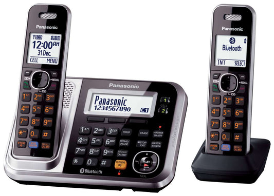 Panasonic - 2 Handset Cordless Phone - Black