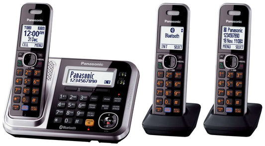 Panasonic - 3 Handset Cordless Phone - Black