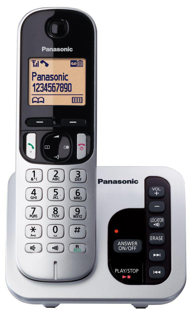 Panasonic - 1 Handset Cordless Phone - Silver