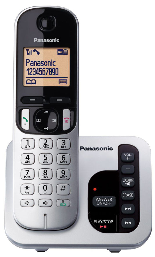 Panasonic - 1 Handset Cordless Phone - Silver