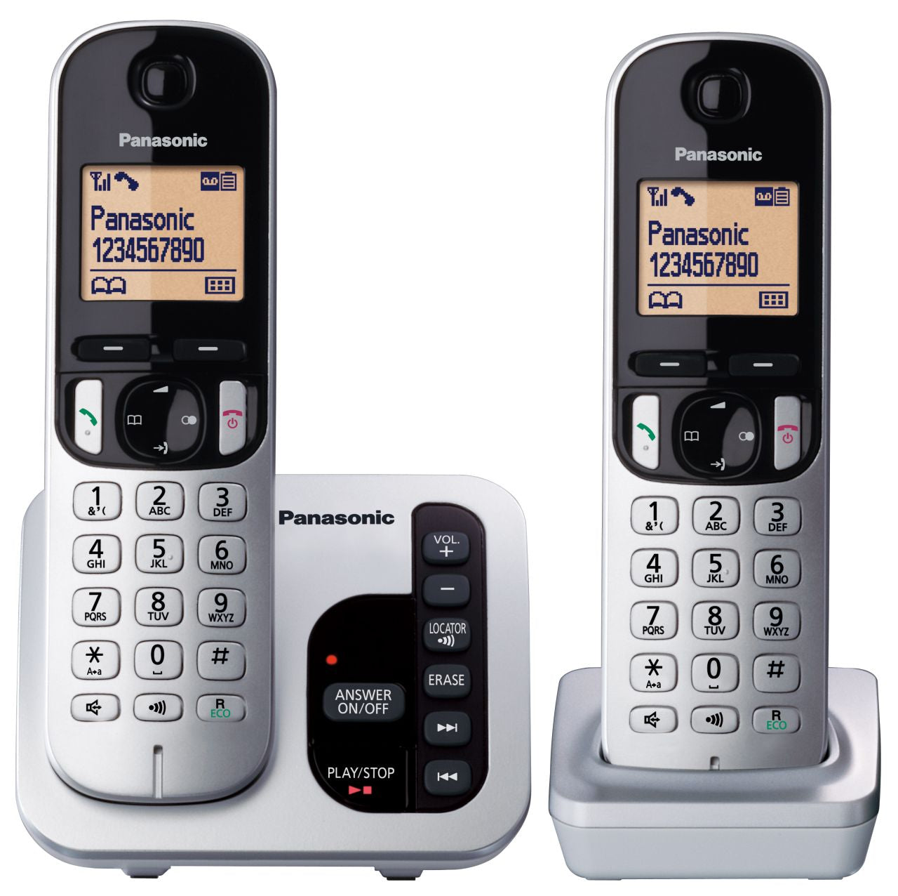 Panasonic - 2 Handset Cordless Phone - Silver