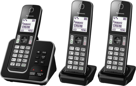 Panasonic - 3 Handset Digital Cordless Phone and Answering System - Black