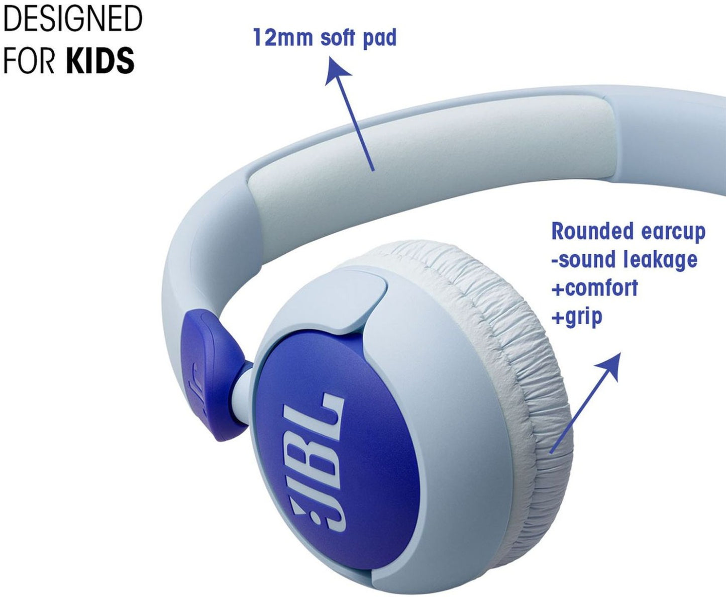 JBL - JR320 Kids Wired On Ear Headphones - Blue