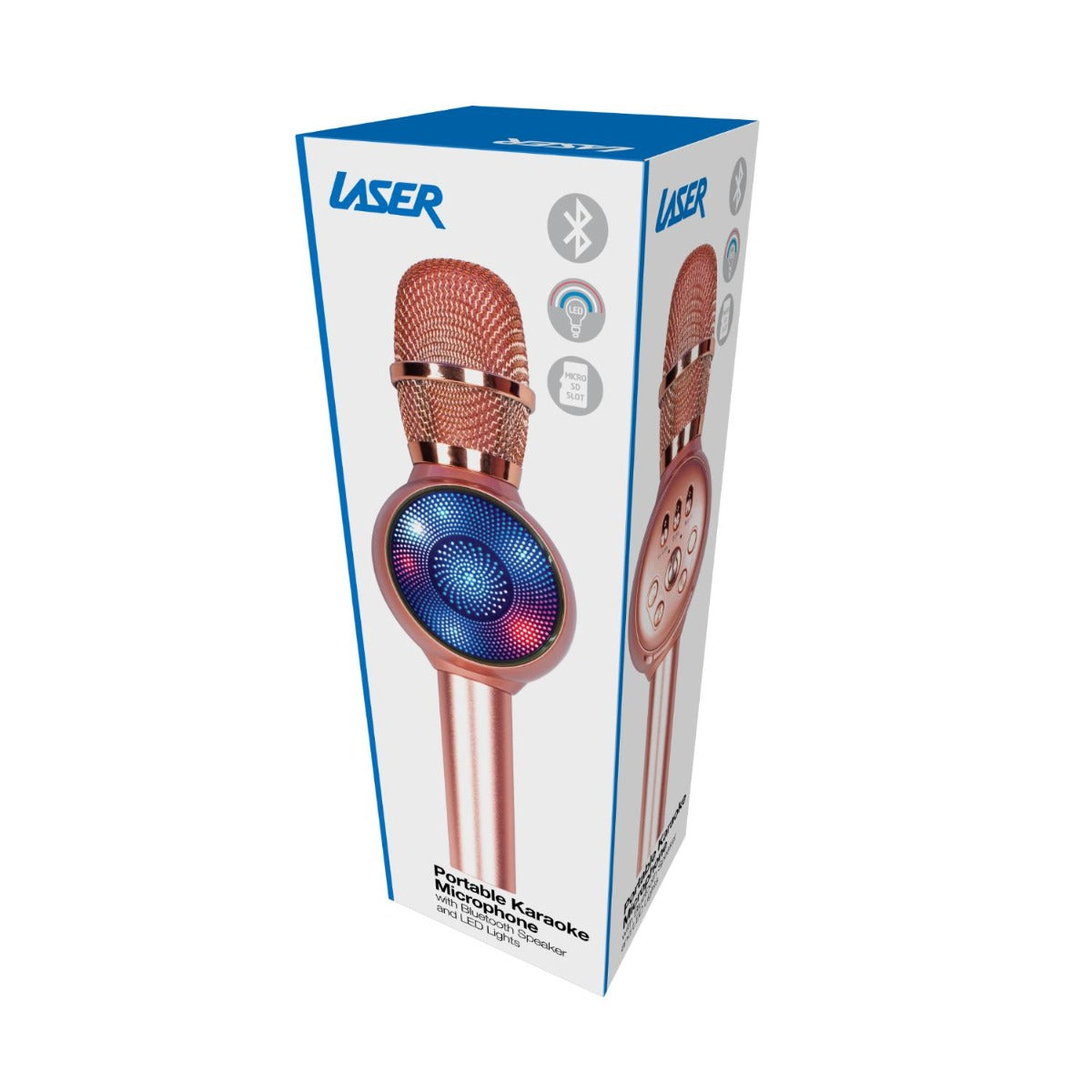 Laser - LED Karaoke Microphone Gold