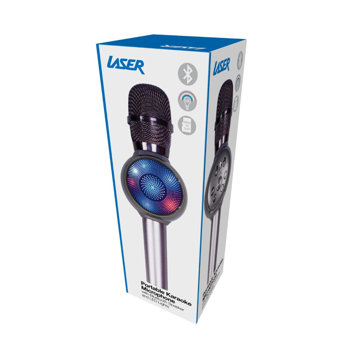 Laser - LED Karaoke Microphone Silver