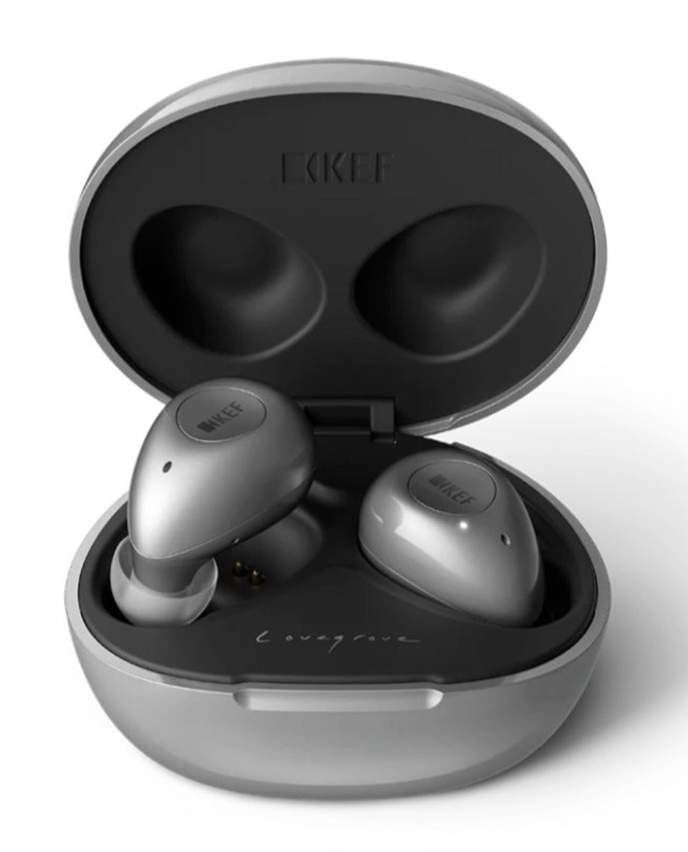 KEF Mu3 Noise-Cancelling Wireless Earbuds - Silver Grey