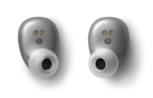 KEF Mu3 Noise-Cancelling Wireless Earbuds - Silver Grey