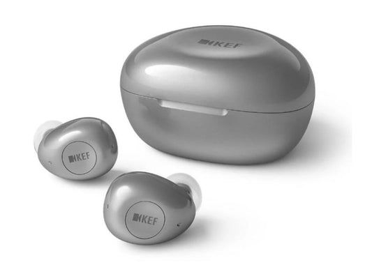 KEF Mu3 Noise-Cancelling Wireless Earbuds - Silver Grey