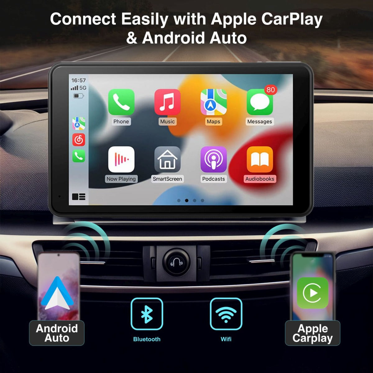 Laser - 7 inch Portable CarPlay Android Auto Touchscreen