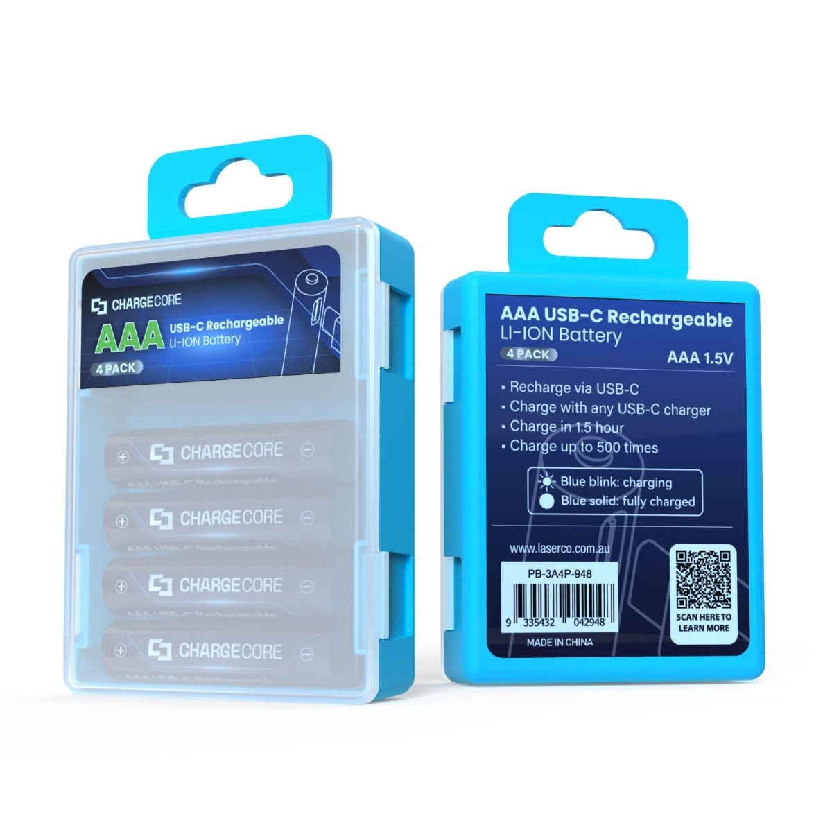 Laser - USB-C Rechargeable AAA Battery 4PK