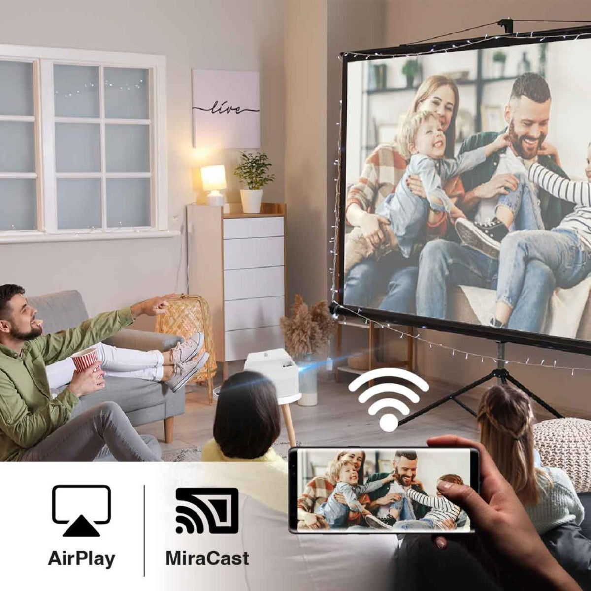 Laser - 1080P LED Projector with DVD Player and WiFi Casting