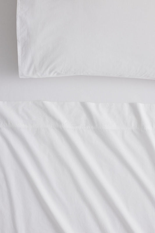 Sheridan - Bayley Washed Percale Queen Sheet Set 40cm - Snow