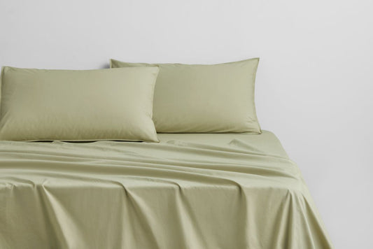 Sheridan - Bayley Washed Percale King Sheet Set 40cm - Soft Fern