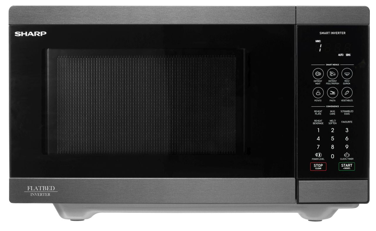 Sharp - 26L Flatbed Microwave - Black Steel