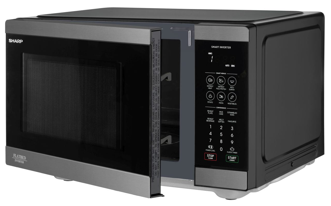 Sharp - 26L Flatbed Microwave - Black Steel