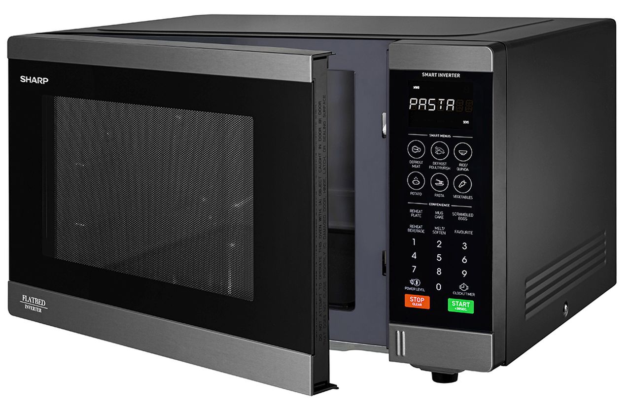 Sharp - 32 Litre Flatbed Inverter Microwave - Black S/S