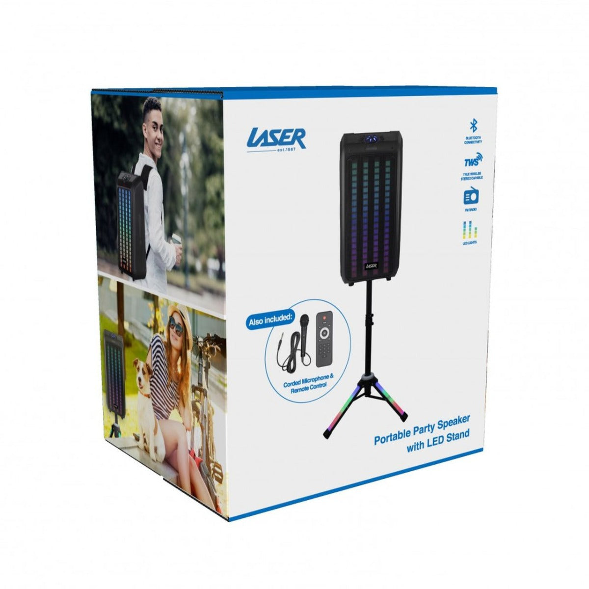 Laser Backpack LED Party Speaker with Tripod