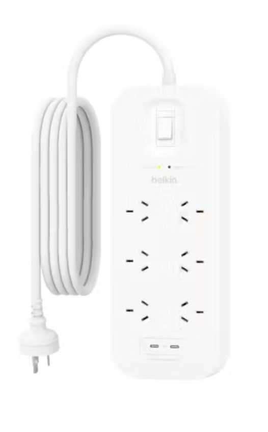 Belkin - 6-Outlet Surge Protector Dual USB-C 30W