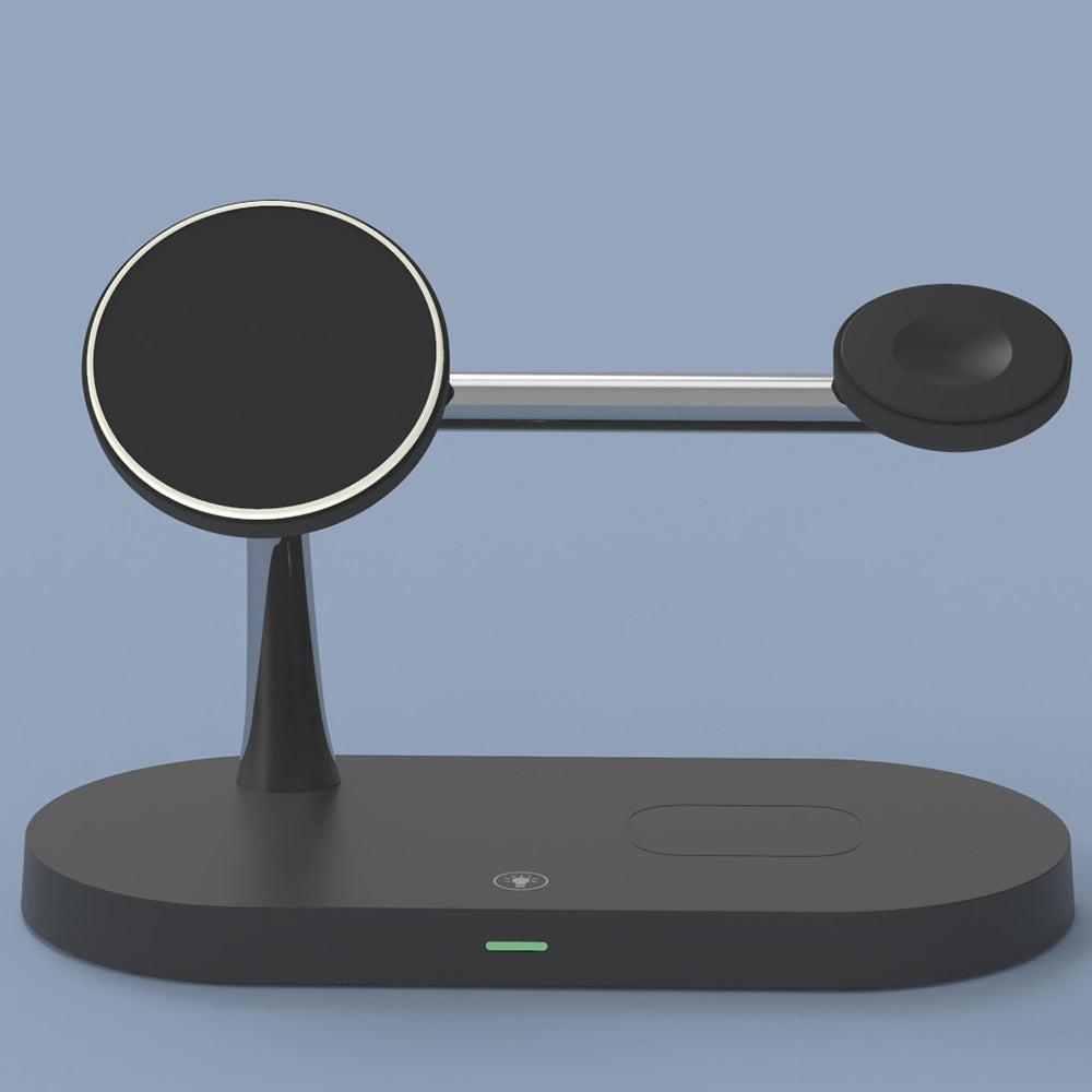Rewyre - 5 in 1 Magnetic Fast Wireless MagSafe Charger with LED Light - Black