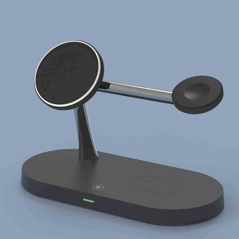 Rewyre - 5 in 1 Magnetic Fast Wireless MagSafe Charger with LED Light - Black
