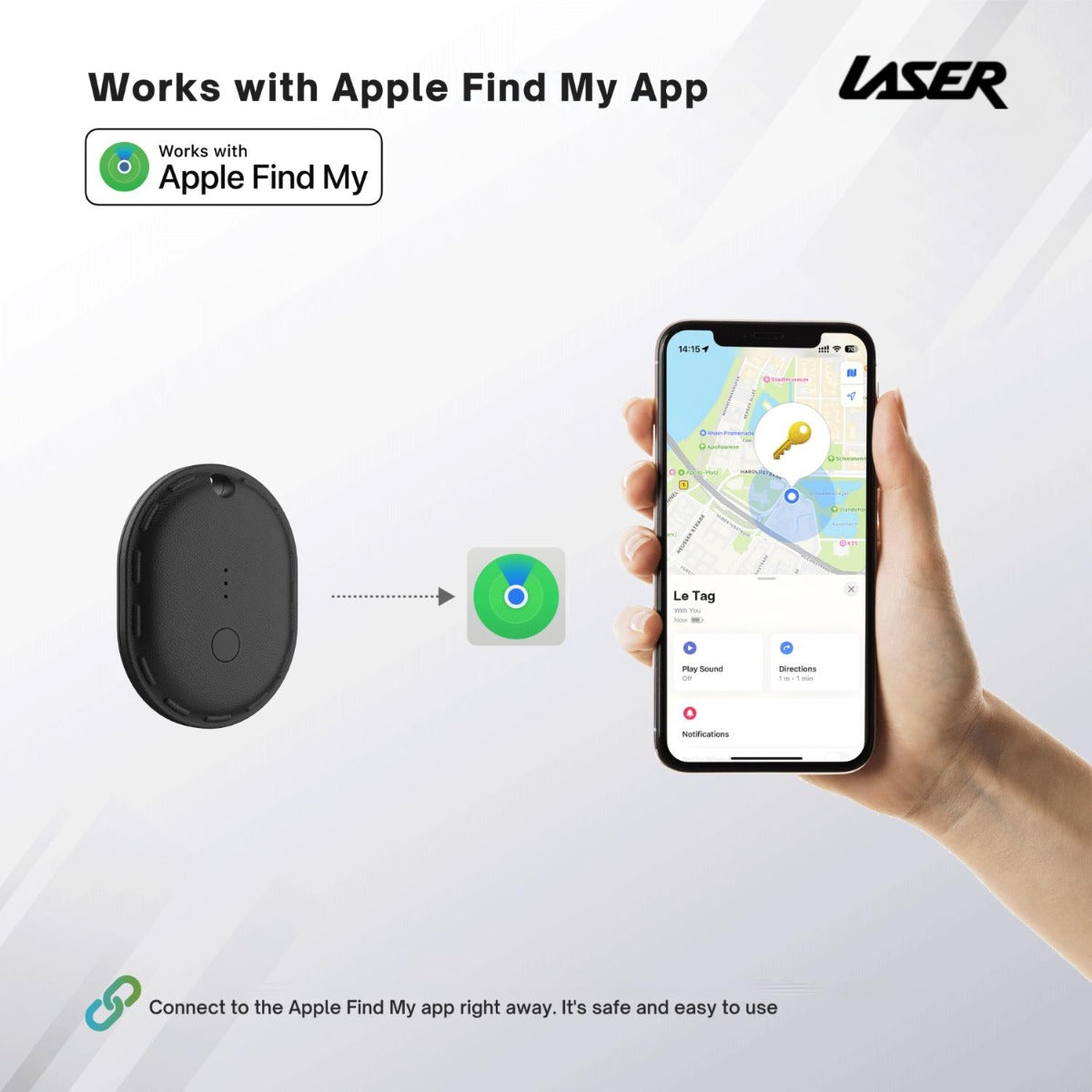 Laser - Mini travel smart tag in Black 1pk