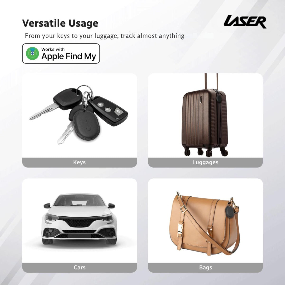 Laser - Mini travel smart tag in White 1pk