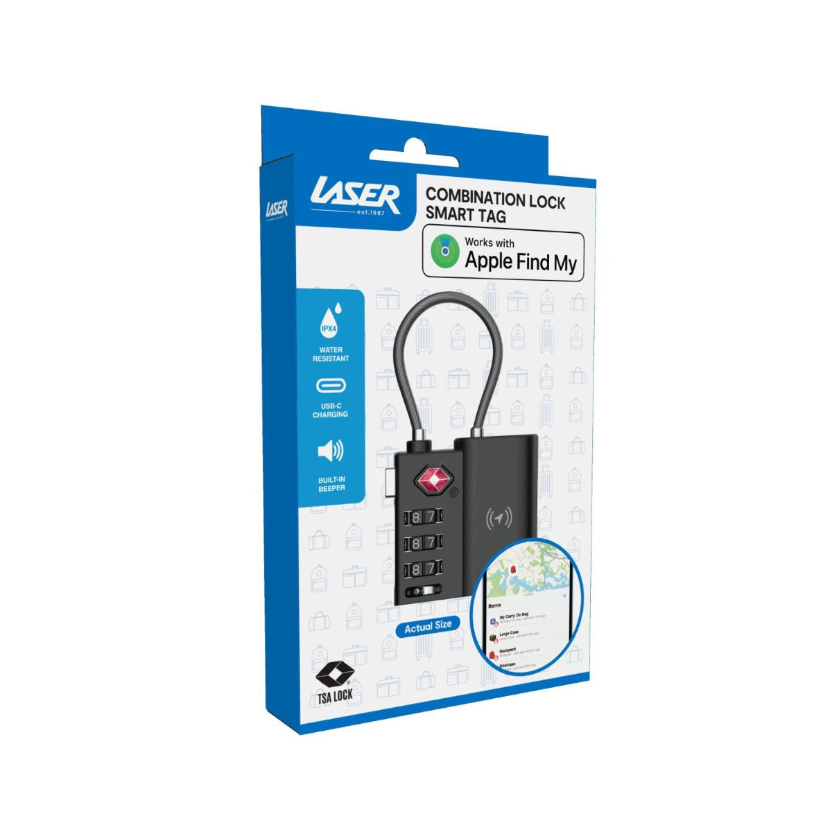 Laser - Luggage lock Smart Tag with rechargeable battery