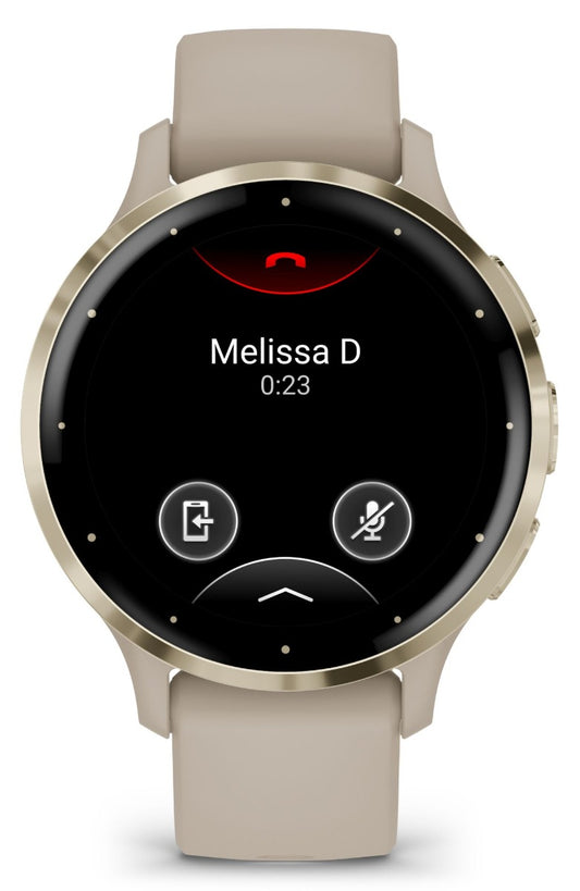 Garmin - Venue 3S Sports Watch - Soft Gold Stainless Steel Bezel w French Gray Case and Silicone Band