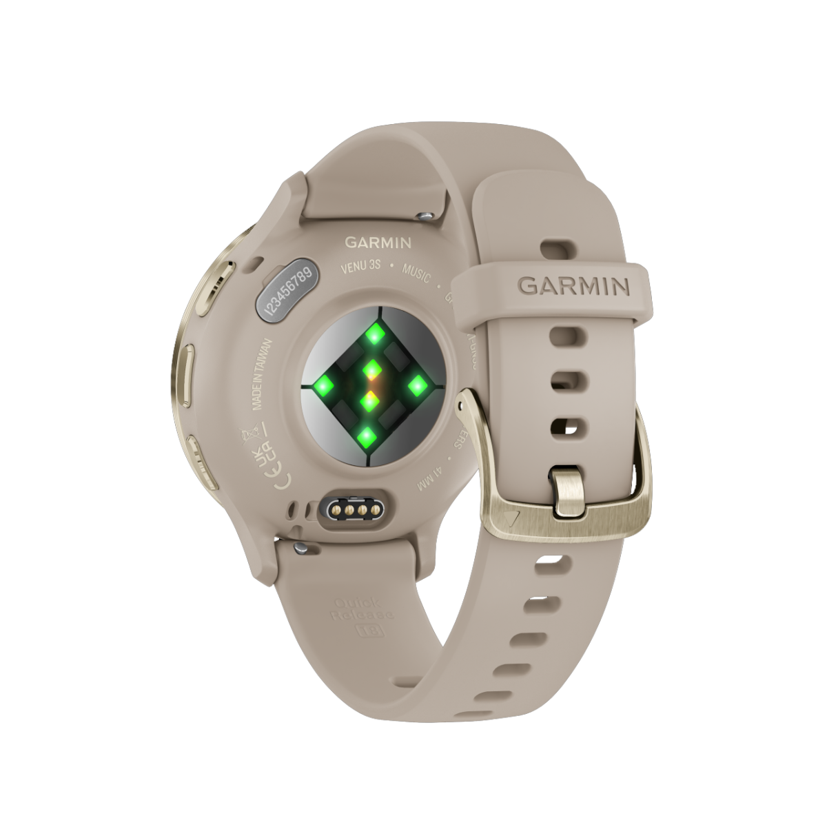 Garmin - Venue 3S Sports Watch - Soft Gold Stainless Steel Bezel w French Gray Case and Silicone Band