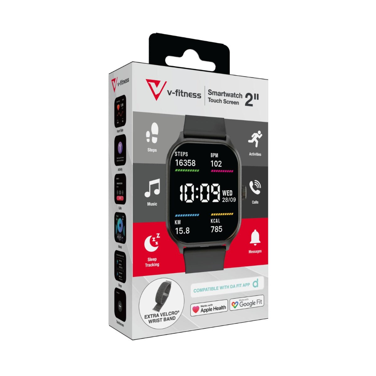 Laser - V Fitness Smart Watch 2.0" Touch Screen - Black