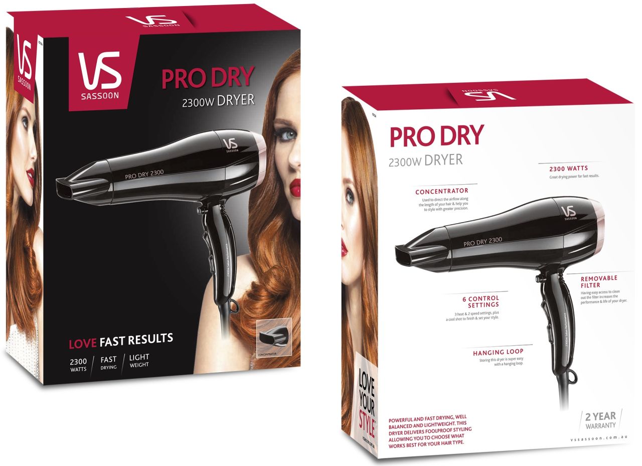 Vidal Sassoon - Pro Dry 2300W Hair Dryer - Black