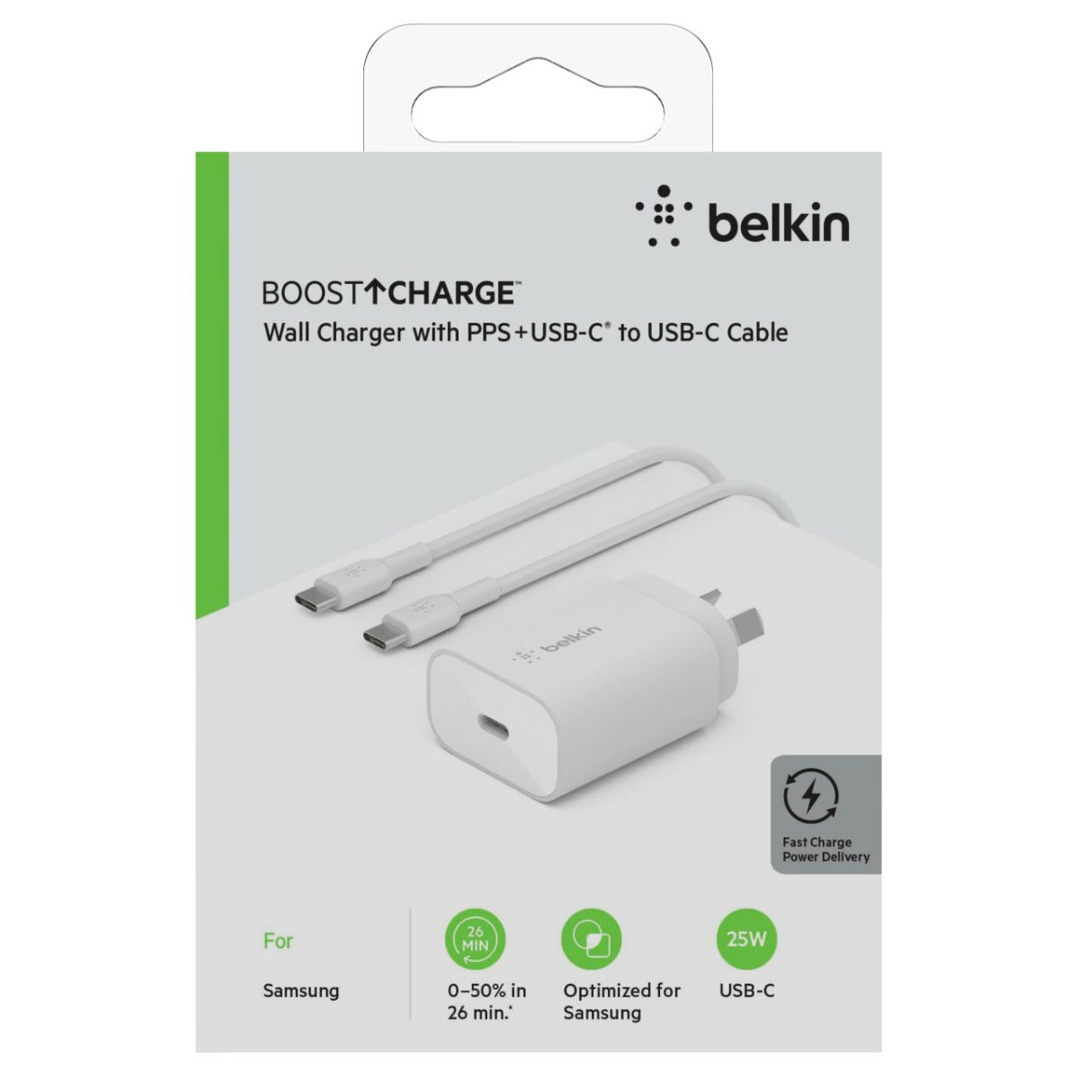 Belkin BOOST���CHARGE��� PPS Wall Charger + USB-C�� to USB-C Cable 25W