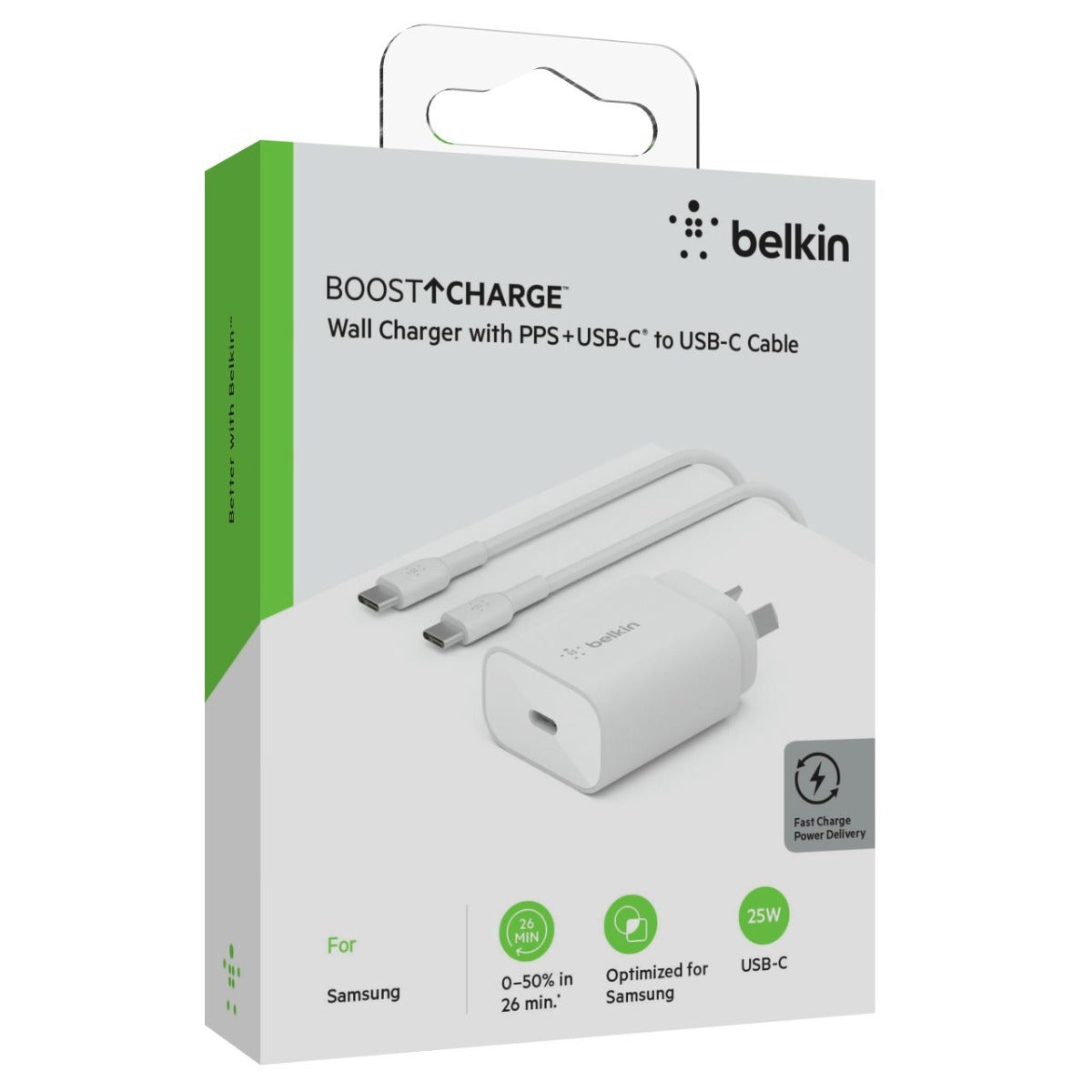 Belkin BOOST���CHARGE��� PPS Wall Charger + USB-C�� to USB-C Cable 25W