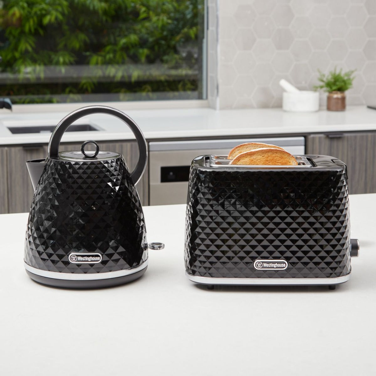 Westinghouse - 1.7L Kettle & 2 Slice Toaster Pack - Black