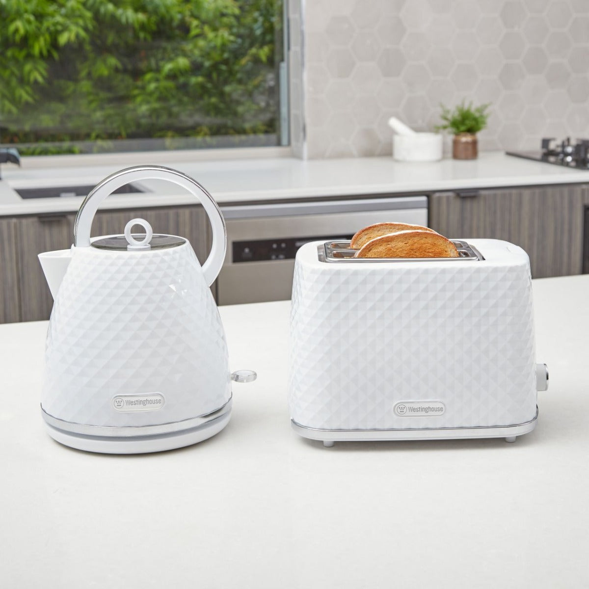 Westinghouse - 1.7L Kettle & 2 Slice Toaster Pack - White