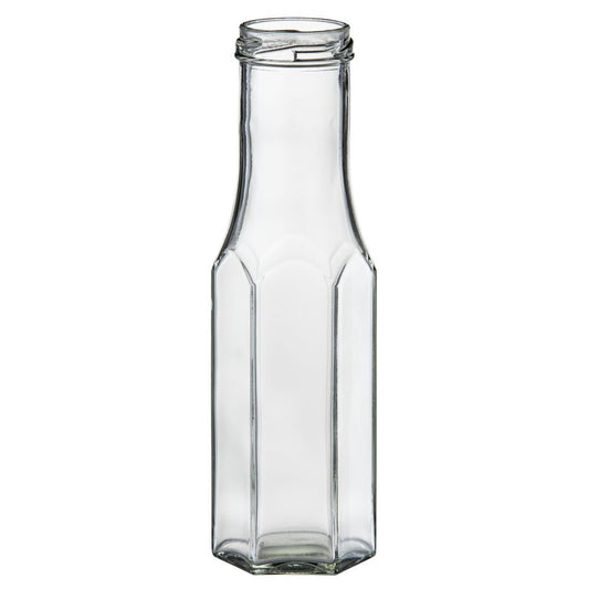 250ml-flint-glass-hexagonal-sauce-bottle-with-43mm-twist-neck-carton-of-32-units