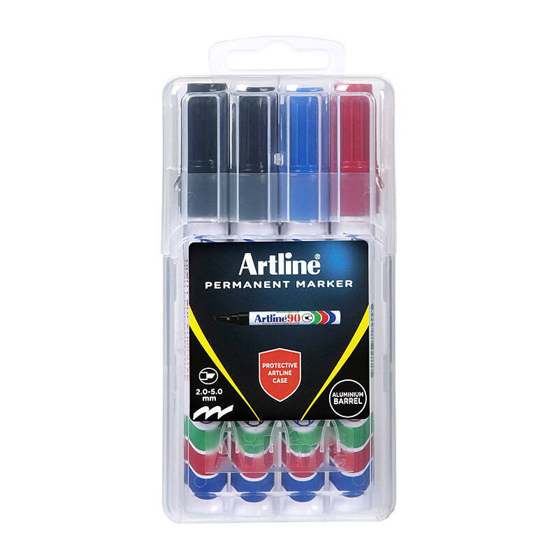 Artline 90 Perm Marker Ast Pk4 - Wholesales Supply