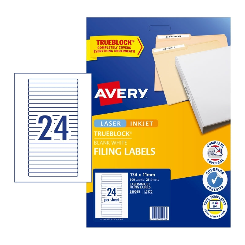 AV File Label L7170 24UP Pk25 - Wholesales Supply