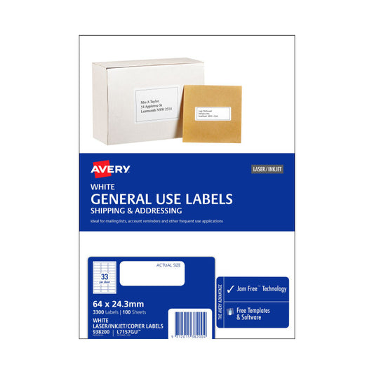 AV Gen Lbl L7157GU 33Up Pk100 - Wholesales Supply