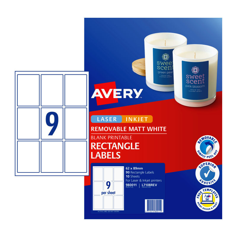 AV Label Rct L7108REV 9Up Pk10 - Wholesales Supply